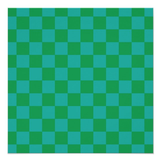 Poster Bleu vert À damiers En vichy Motif (Devant)