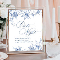 Bleu Victorien Floral Français Date Idées de Nuit