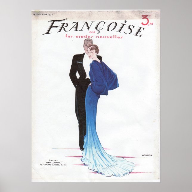 Poster Bleu Vintage Gown (Devant)