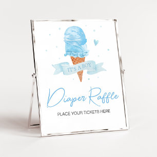 Poster Bleu Voici le Baby shower Scoop Raffle