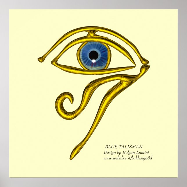 POSTER BLEUE TALISMAN / OEIL OR HORUS (Devant)