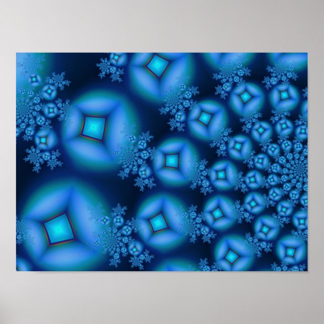 Poster Bleuets Diamants Art Fractal fin (Devant)