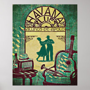Poster Bleus de La Havane, couples de danse, partie, cru