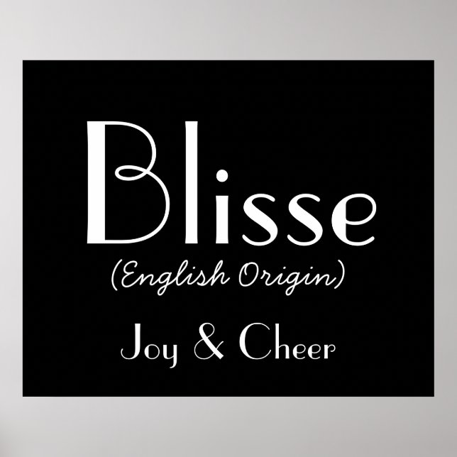 Poster Blisse Origine Anglaise Avec Signification En Noir (Devant)