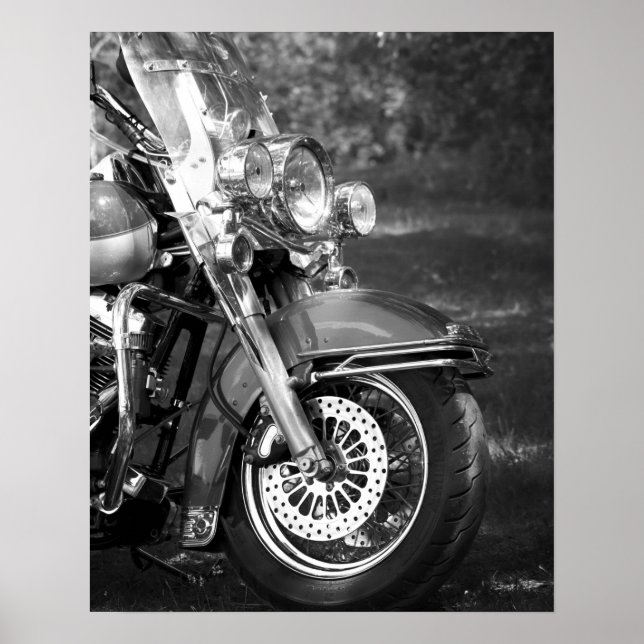 Poster Bloc avant moto noir et blanc 16x20 (Devant)