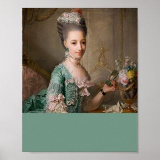 Poster Bloc de couleur turquoise portrait vintage d'art m