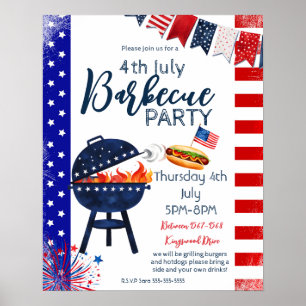 Poster bloc fête 4 juillet BBQ rue du parti voisin P
