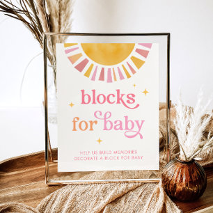 Poster Blocs de Baby Shower Sunshine pour le Langage Bébé