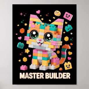 Poster Blocs de construction en brique de chat Maître con