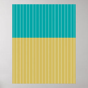 Poster Blocs et lignes géométriques Bleu jaune