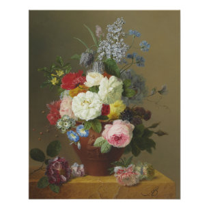 Poster Bloemers Roses et Fleurs sauvages dans une Terraco