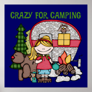 Poster Blond Girl Crazy Pour Camping