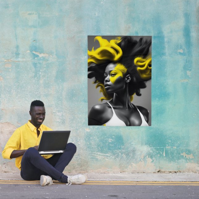 Poster Blonde à éclaboussure de couleur sur les cheveux n (Créateur téléchargé)