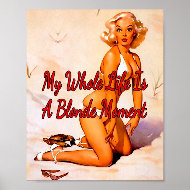 Poster Blonde des années 1950 sur la plage par Gil Elvgre (Devant)