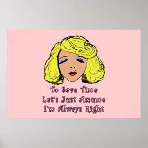 Poster Blonde Glamor Girl Économisez du temps toujours dr