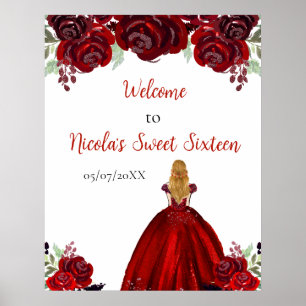 Poster Blonde Hair Princess Sweet sixteen rouge Bienvenue