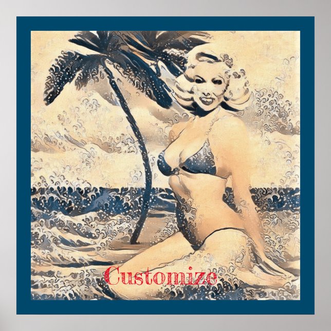 Poster Blonde Kneeling Modèle de bikini Thunder_Cove (Devant)