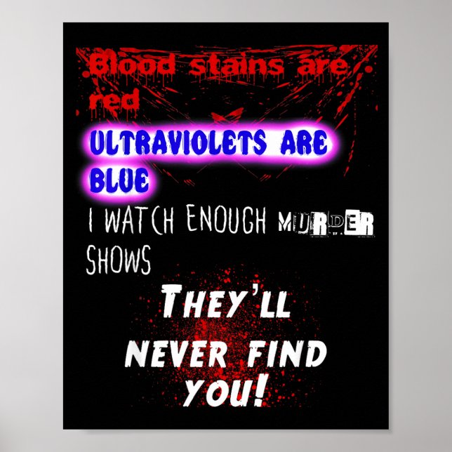 Poster Blood Stains Are Red Ultraviolets Blue Theyll Neve (Devant)