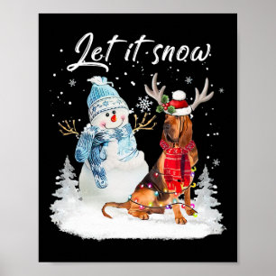 Poster Bloodhound Père Noël Chien Noël Snowman Xmas Pajam