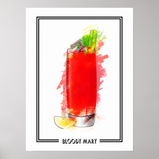 Poster Bloody Mary Cocktail Marker Croquis