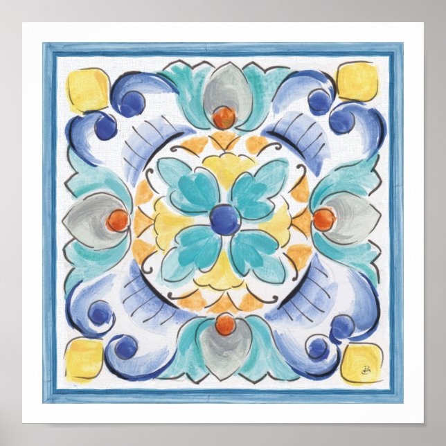 Poster Bloom Blue & Yellow (Devant)