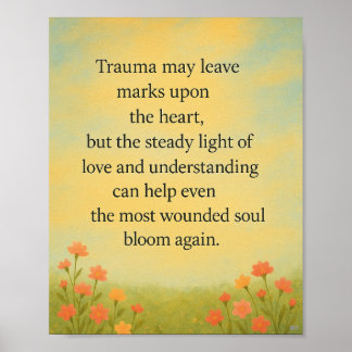 Poster Bloom Through Love - Uplifting Citation Art