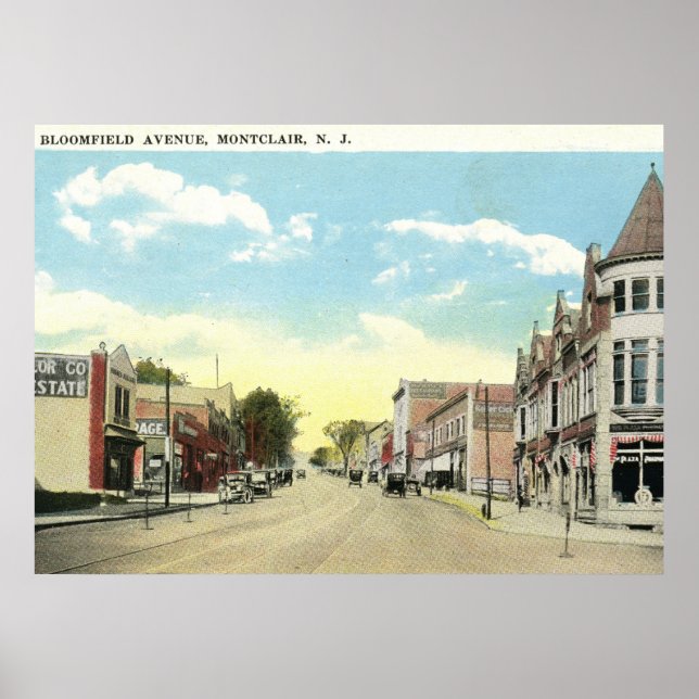 Poster Bloomfield Ave, Montclair NJ Vintage (Devant)
