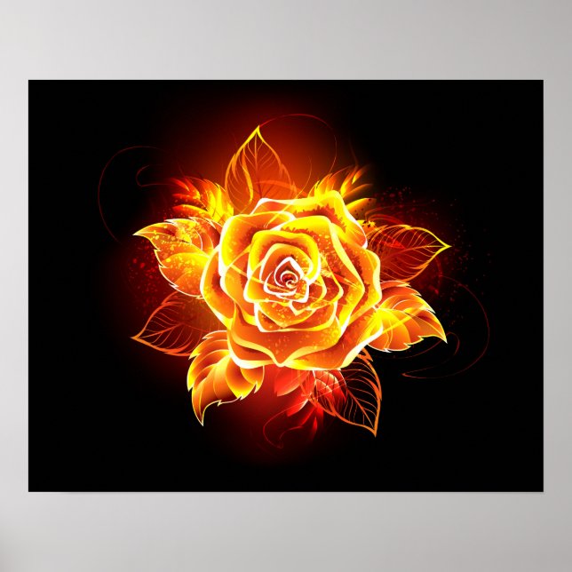 Poster Blooming Fire Rose (Devant)