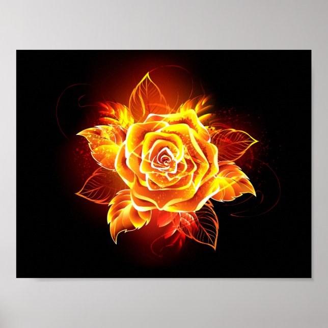 Poster Blooming Fire Rose (Devant)
