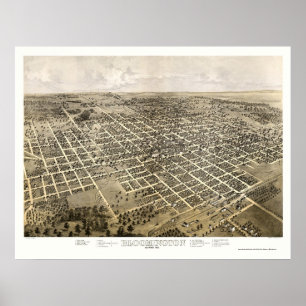 Poster Bloomington, IL Carte panoramique - 1867