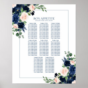Poster Blooms Chics   Carte des sièges floraux de la Mari