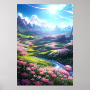 Poster Blooms enchantés : Une Vallée Magique