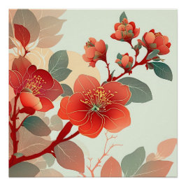 Poster Blossoms de coings rouges