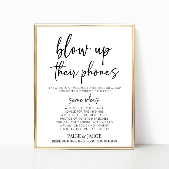 Poster Blow Up their Phones Mariage Photo Activity Sign (Créateur téléchargé)