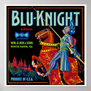 Poster Blu Knight Fruit Étiquette