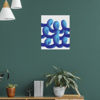 Poster Blue Abstract Waves 