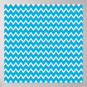 Poster Blue and White Zigzag Pattern