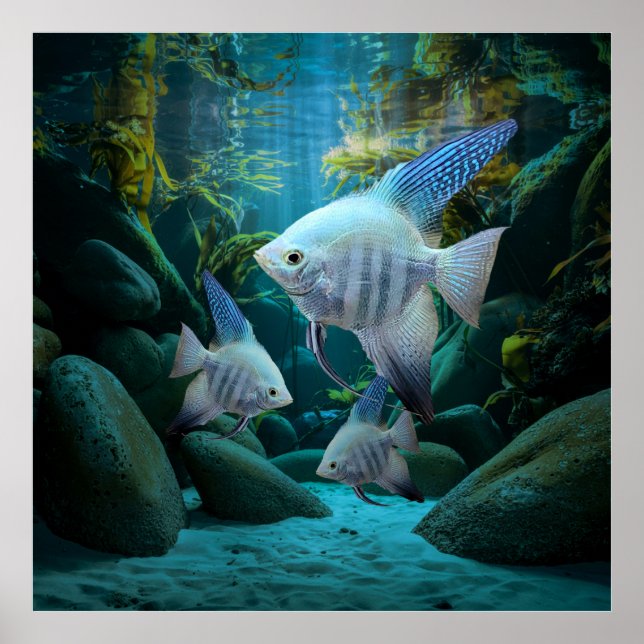 Poster Blue Angelfish Aquarium sous-marin Fish Tank Lover (Devant)