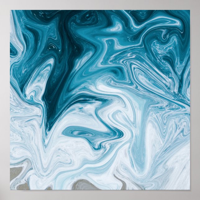 Poster Blue Beach Waves Abstract (Devant)