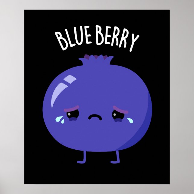 Poster Blue Berry Funny Blueberry Pun Dark BG (Devant)