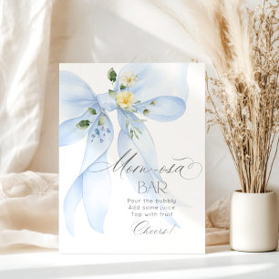 Poster Blue Bow floral Momosa bar aquarelle