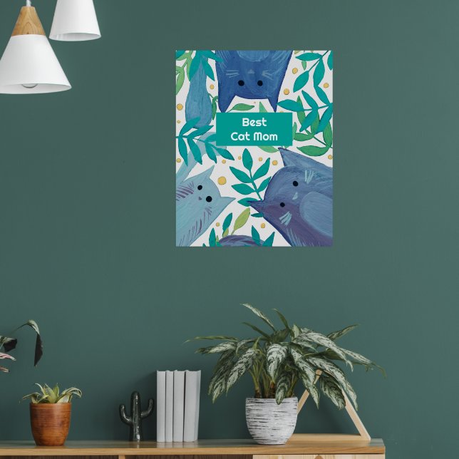 Poster Blue Cats & branches Meilleure maman chat (Salon 1)