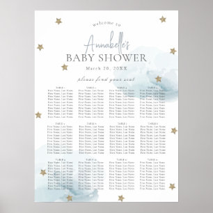 Poster Blue Cloud 9 Baby shower Welcome Seating Chart