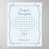 Blue Coquette Bow Pastel Diaper Pensées Douche