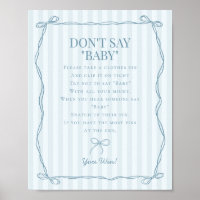 Blue Coquette Bow Pastel Dont Say Baby shower Game