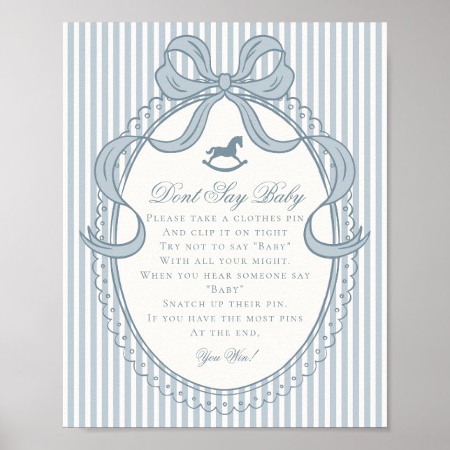 Poster Blue Coquette Bow Rocking Horse Dont Say Baby (Devant)