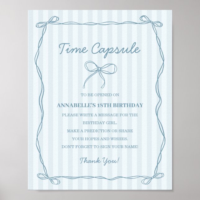 Poster Blue Coquette Bow Temps Capsule Anniversaire Jeu (Devant)