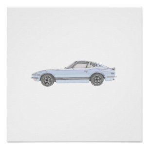 Poster Blue Datsun 240Z Sports Voiture Parfait