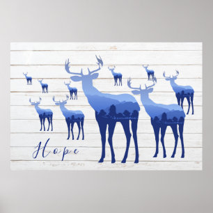 Poster Blue Deer-Hope