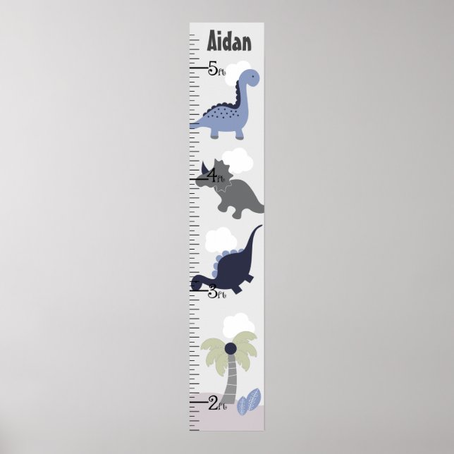 Poster Blue Dinosaur Adventure Growth Chart Gardez à 8x44 (Devant)